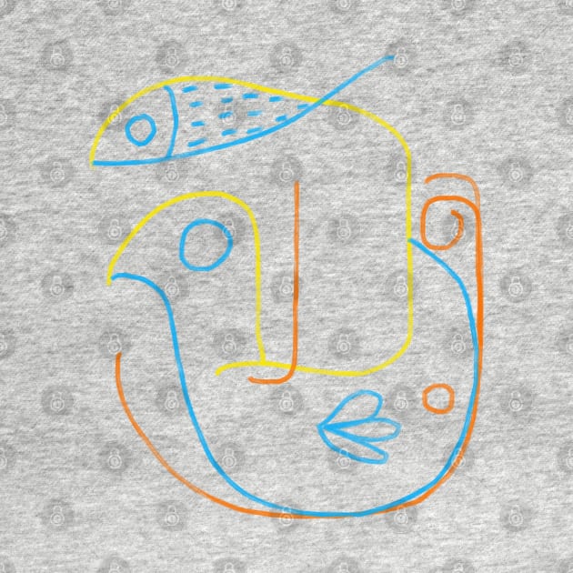 Fish bird face picasso by Angel Rivas